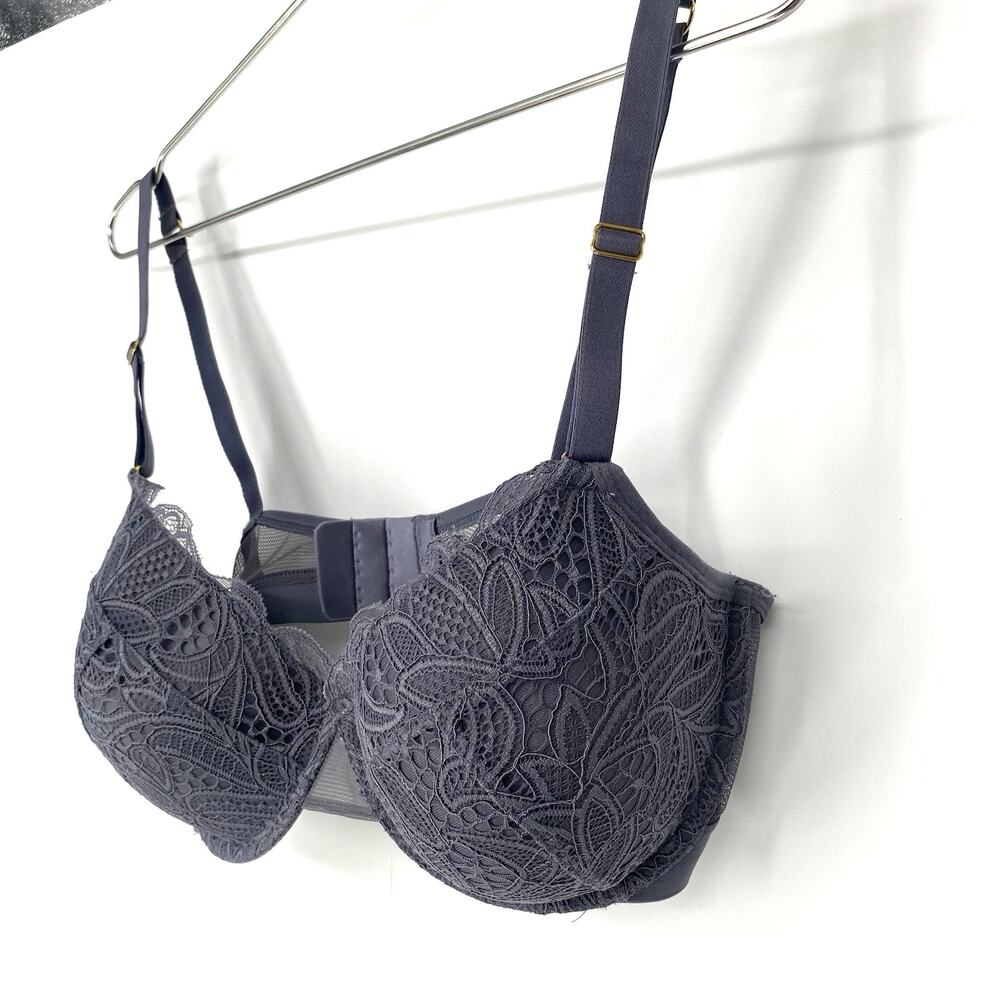 Lively Lace Underwire Bra 36D Gray Unlined Demi Balconette Mesh Womens - Picture 2 of 7